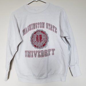 Vintage 90s Washington State University White Crew Neck Sweatshirt, Small